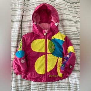 Obermeyer Kids Toddler Kismet Ski Jacket Bright Pink Yellow Flower Snow - Sz 2